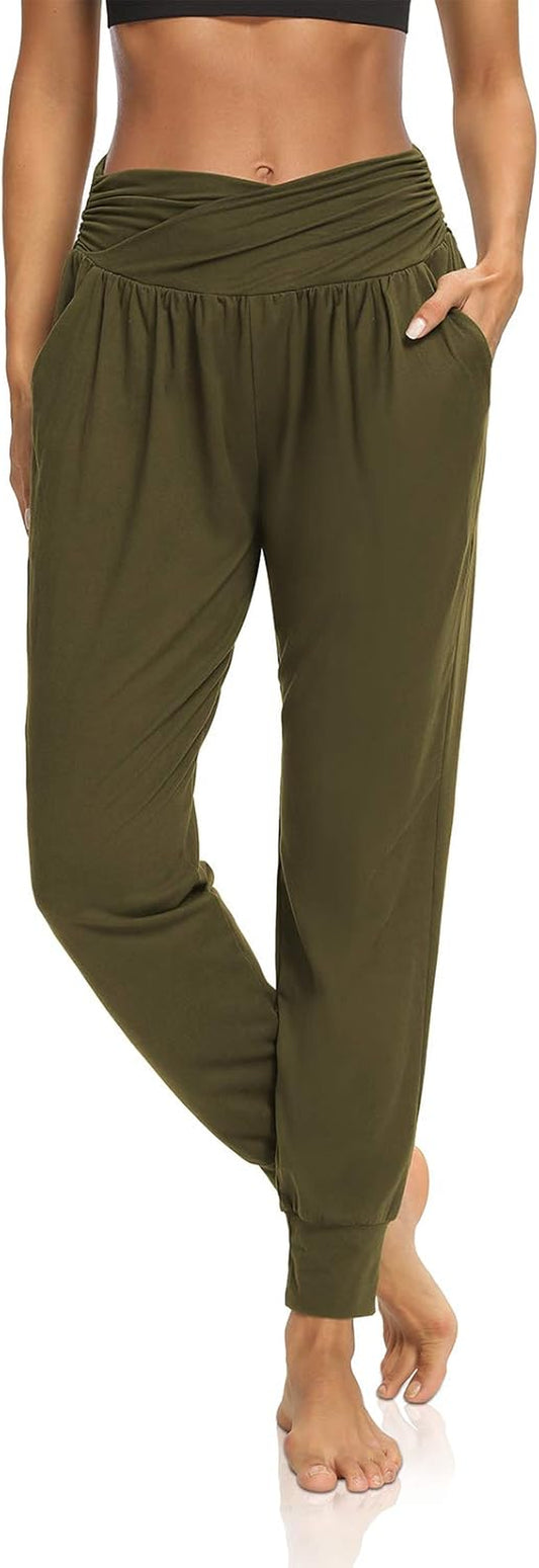 Womens Yoga Sweatpants Loose Workout Harem Joggers Casual Comfy Lounge Pajama Pants with Pockets